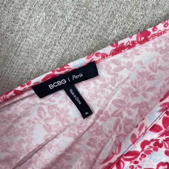 BCBG Paris Dress Womens XL Pink Floral Cutout Twist Back Sleeveless V-Neck NEW - Picture 4 of 12